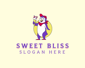 Penguin Sundae Dessert logo design