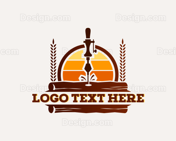 Woodworking Wood Drill Logo