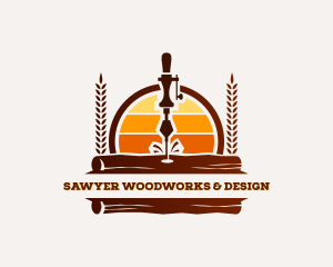 Woodworking Wood Drill  logo design