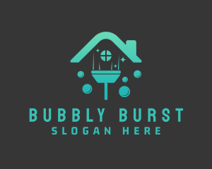 House Squeegee Bubbles logo design