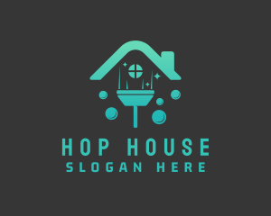 House Squeegee Bubbles logo design