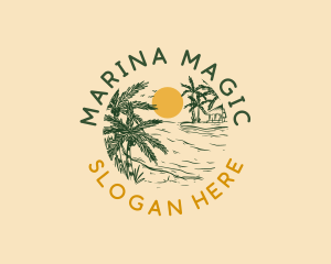 Tropical Beach Sea logo design