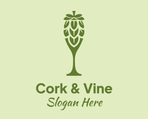 Green Hops Wine Glass logo design