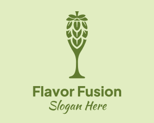 Green Hops Wine Glass logo design