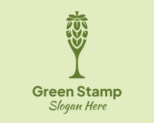 Green Hops Wine Glass logo design