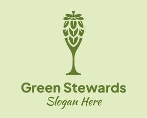 Green Hops Wine Glass logo design