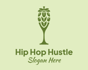 Green Hops Wine Glass logo design