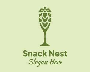 Green Hops Wine Glass logo design