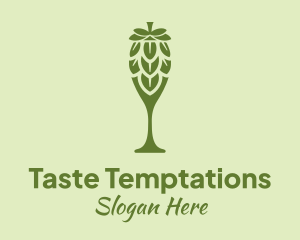 Green Hops Wine Glass logo design