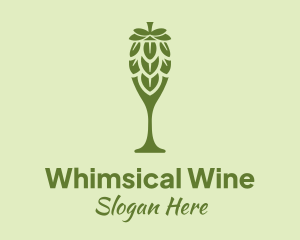 Green Hops Wine Glass logo design