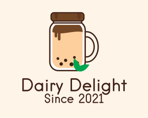 Mason Jar Milk Tea  logo design