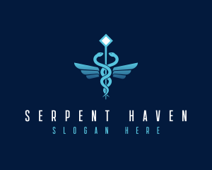 Medical Serpent Caduceus logo design