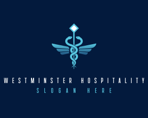 Medical Serpent Caduceus logo design