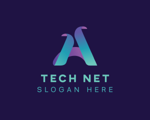 Tech Ribbon Letter A logo