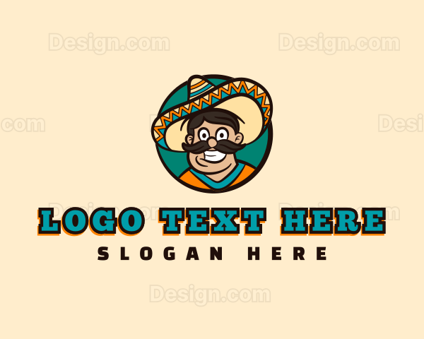 Mexican Mustache Hat Logo