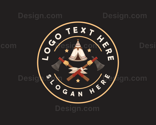 Native American Tent Axe Logo