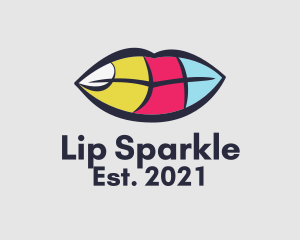 Multicolor Cartoon Lips  logo design