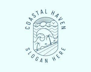 Tropical Surfing Beach  logo design