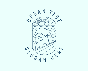 Tropical Surfing Beach  logo design