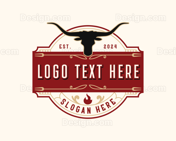 Longhorn Bull Barbecue Logo