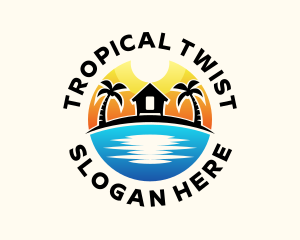 Tropical Vacation Sunset logo design