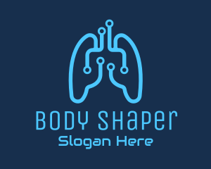 Blue Respiratory Lungs Tech logo design