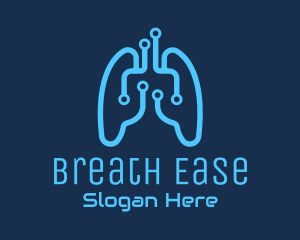 Blue Respiratory Lungs Tech logo design