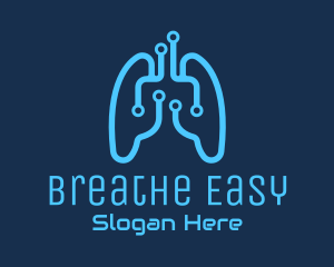 Blue Respiratory Lungs Tech logo design