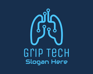 Blue Respiratory Lungs Tech logo design