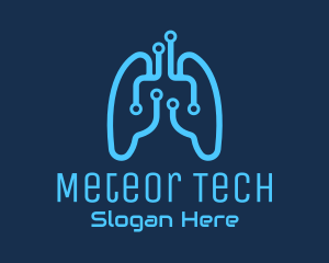 Blue Respiratory Lungs Tech logo design