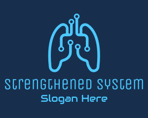 Blue Respiratory Lungs Tech logo design