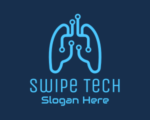 Blue Respiratory Lungs Tech logo design