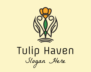 Yellow Tulip Flower logo design