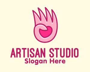 Pink Loving Hand logo design