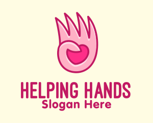 Pink Loving Hand logo design