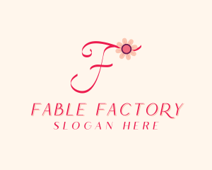 Pink Flower Letter F logo design