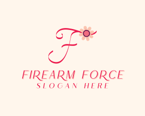 Pink Flower Letter F logo design