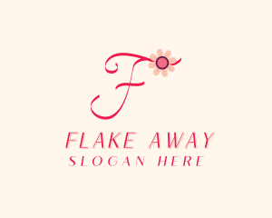 Pink Flower Letter F logo design