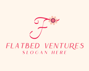 Pink Flower Letter F logo design