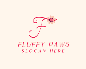 Pink Flower Letter F logo design