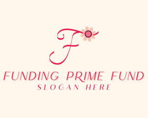 Pink Flower Letter F logo design