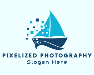 Pixel Nautical Sailboat  logo design