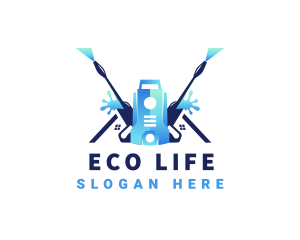 Pressure Washer Equipment Cleaning logo design