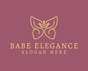 Elegant Crown Butterfly Wings logo design