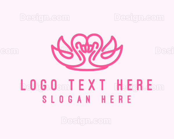 Pink Minimalist Romantic Swan Logo