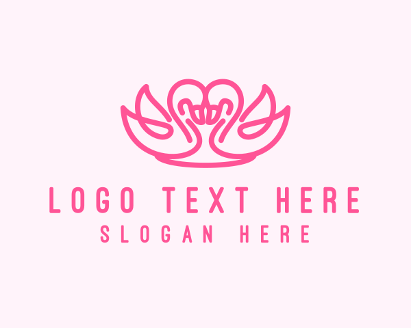 Pink Minimalist Romantic Swan  logo