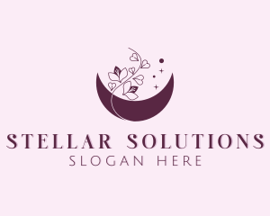 Flower Crescent Moon logo design