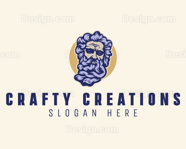 Poseidon Head Sculpture Logo