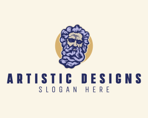 Poseidon Head Sculpture Logo