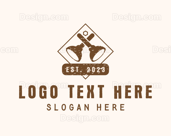 Plunger Plumbing Badge Logo